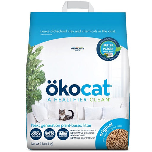 Okocat Original Natural Wood Clumping Wood Cat Litter 9-lbs