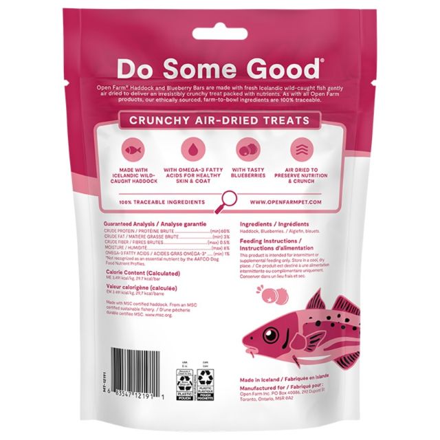 Open Farm Icelandic Air-Dried Haddock & Blueberry Dog Treat Bars 4.1oz