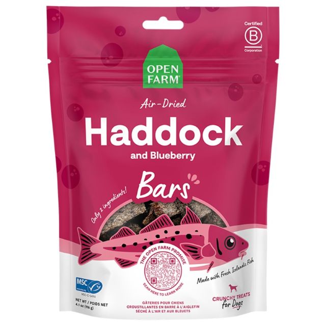 Open Farm Icelandic Air-Dried Haddock & Blueberry Dog Treat Bars 4.1oz