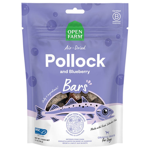 Open Farm Icelandic Air-Dried Pollock & Blueberry Dog Treat Bars 4.1oz