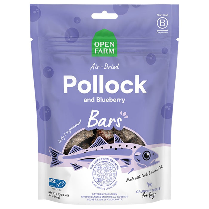Open Farm Icelandic Air-Dried Pollock & Blueberry Dog Treat Bars 4.1oz
