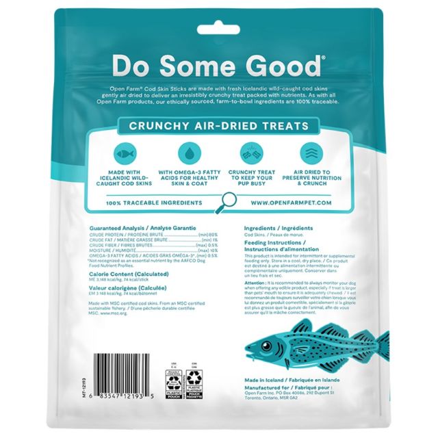 Open Farm Icelandic Air-Dried Cod Skin Dog Treats 4.1oz