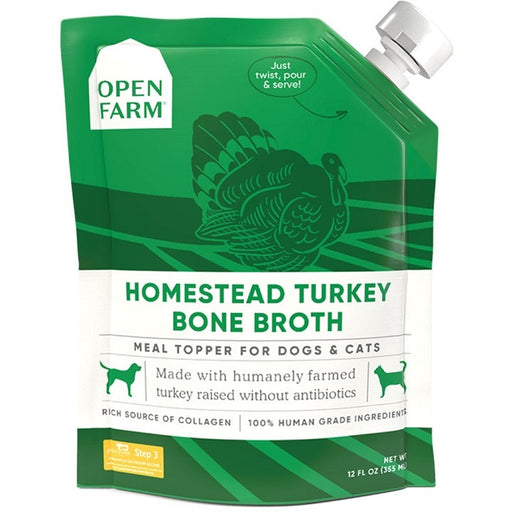 Open Farm Homestead Turkey Bone Broth for Dogs & Cats 12 oz
