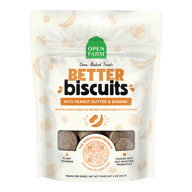 Open Farm Better Biscuits With Peanut Butter & Banana Recipe, 8 oz.