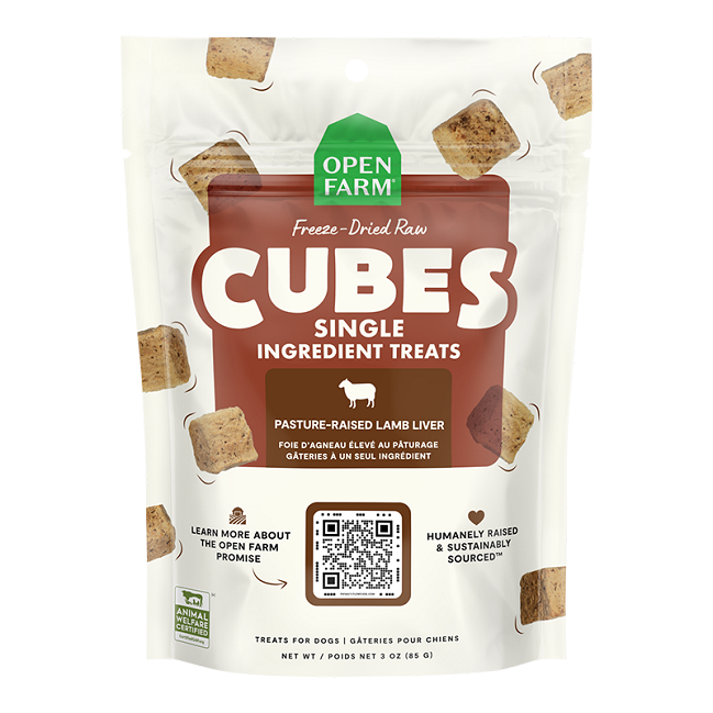 Open Farm Freeze Dried Raw Lamb Liver Cubes Treats for Dogs,  3 oz.