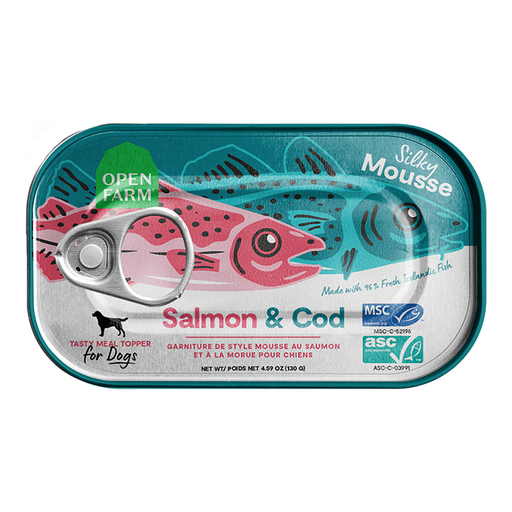 Open Farm Salmon & Cod Topper for Dogs - Case of 12, 4.59 oz. Tins