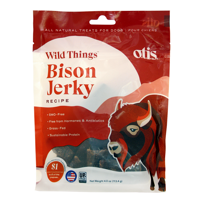 O.T.I.S Wild Things Bison Jerky Dog Treats, 4 oz.