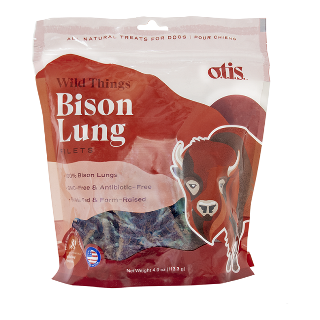 O.T.I.S Wild Things Bison Lung Filets for Dogs, 4 oz.