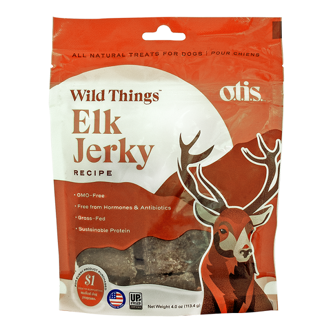 O.T.I.S Wild Things Elk Jerky Dog Treats, 4 oz.