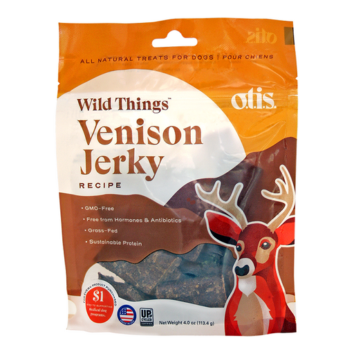 O.T.I.S Wild Things Venison Jerky Dog Treats, 4 oz.