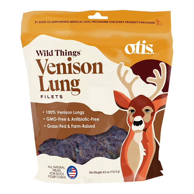 O.T.I.S Wild Things Venison Lung Filets for Dogs, 4 oz.