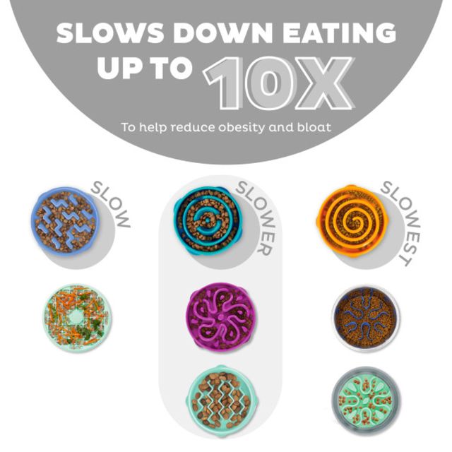 Outward Hound Fun Feeder Slo Bowl Slow Feeder Dog Bowl, Gray