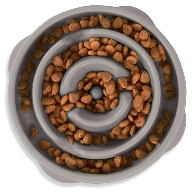 Outward Hound Fun Feeder Slo Bowl Slow Feeder Dog Bowl, Gray