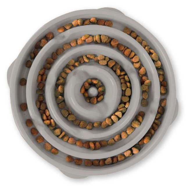 Outward Hound Fun Feeder Slo Bowl Slow Feeder Dog Bowl, Gray