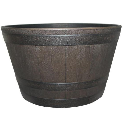 15.5" Resin Half Whiskey Barrel Planter