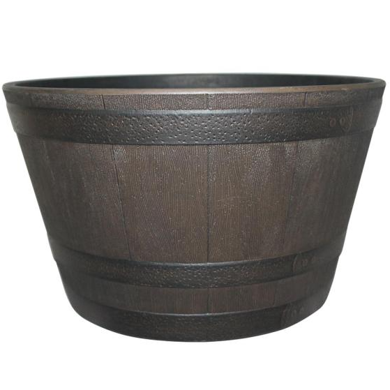 half plastic barrel planter Southern Patio Whiskey Barrel Planter Kentucky Walnut