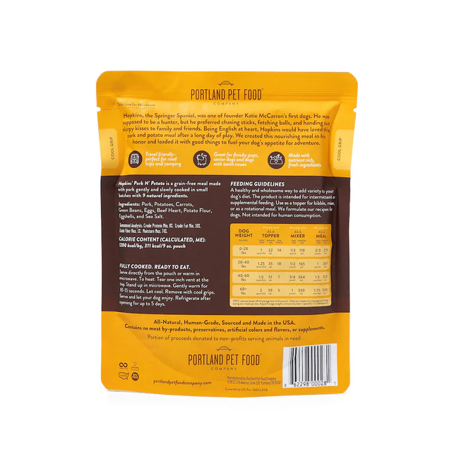 Portland Pet Food Hopkins' Pork N' Potato Homestyle Dog Meal 9oz