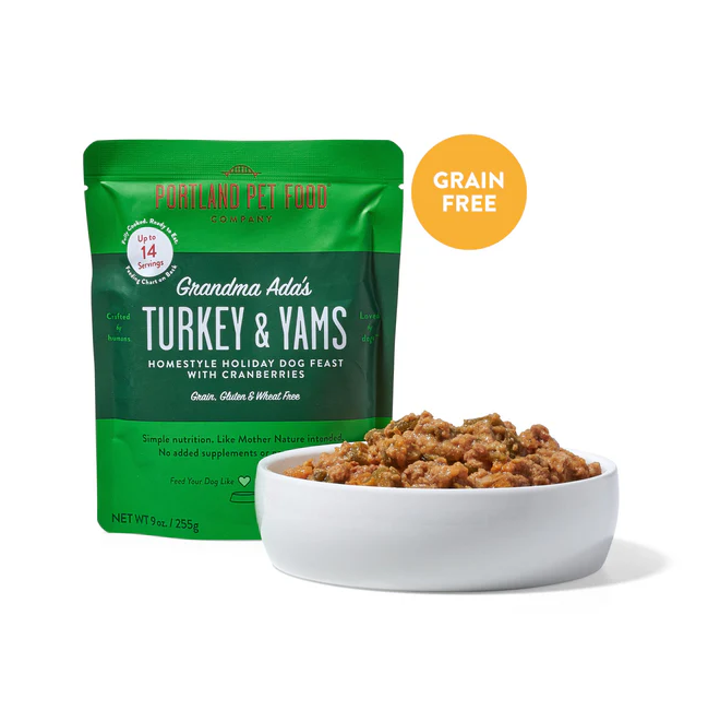 Portland Pet Food Grandma Ada's Turkey Yams Homestyle Holiday Dog Feast 9oz