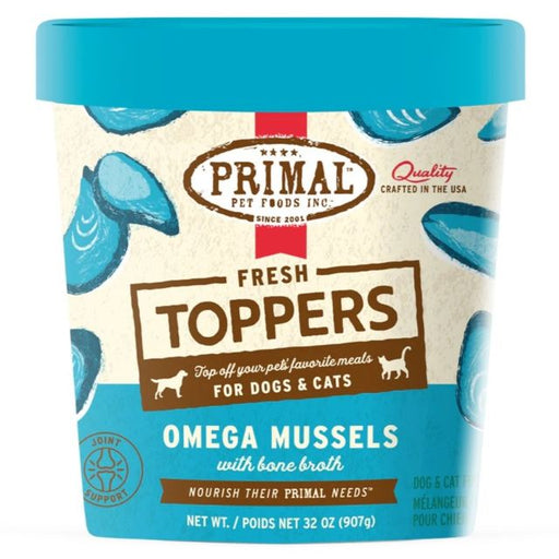 Primal Fresh Toppers Omega Mussels with Bone Broth for Dogs & Cats 16 oz.