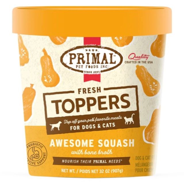 Primal Fresh Toppers Awesome Squash with Bone Broth for Dogs & Cats 16 oz.