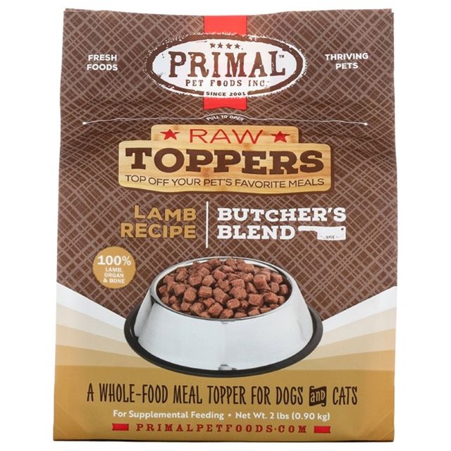 Primal Raw Toppers Lamb Recipe Butcher’s Blend Whole Food Meal Topper for Dogs & Cats 2 lbs