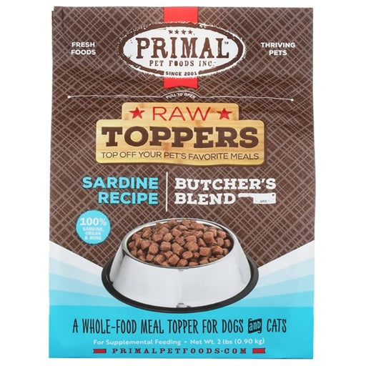 Primal Raw Toppers Sardine Recipe Butcher’s Blend Whole Food Meal Topper for Dogs & Cats 2 lbs