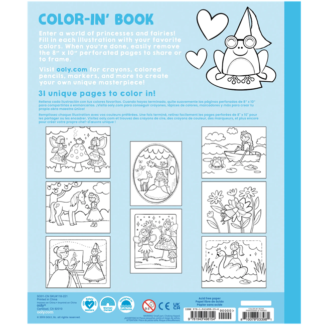 Color-in' Book Coloring Book - Princesses and Fairies - 31 Pages
