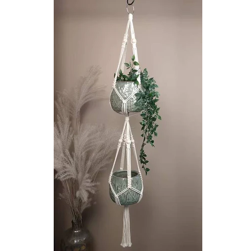 Macramé Double Plant Hanger 6in