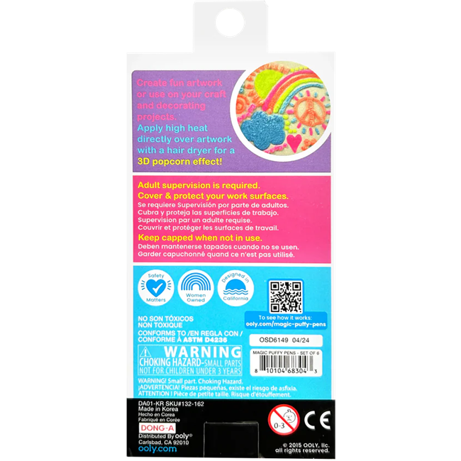 Magic Puffy Pens - Neon - Set of 6