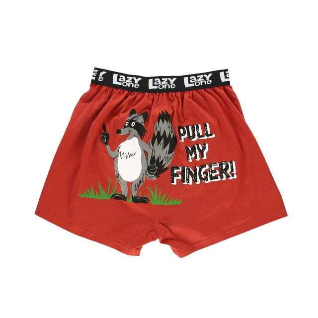 LazyOne Pull My Finger Raccoon Red Kid Boxer