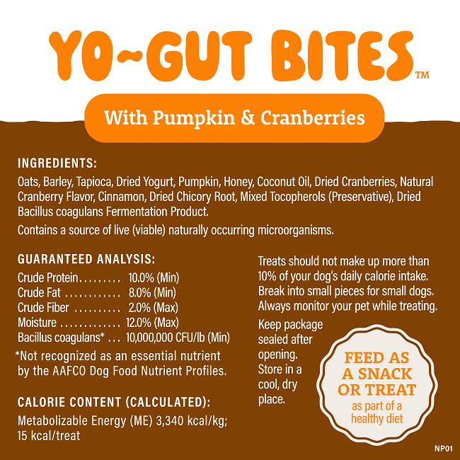Natural Balance Yo-Gut Bites with Pumpkin & Cranberries 4.5 oz Dog Treats