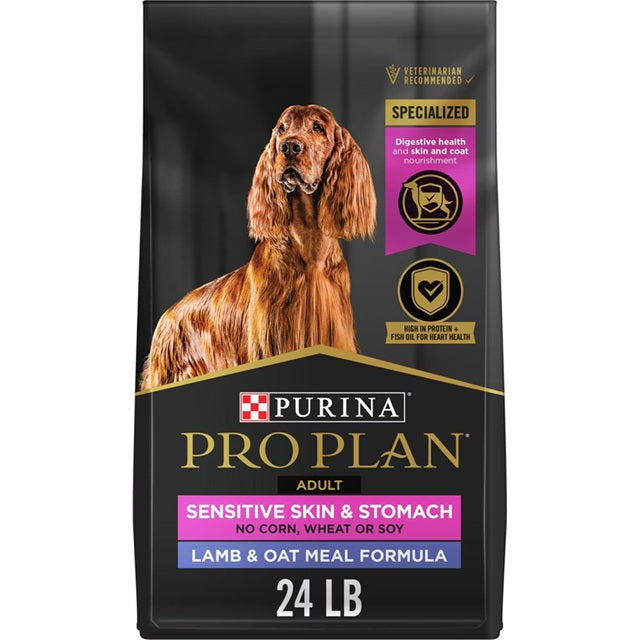 Purina Pro Plan Sensitive Skin & Stomach Adult Lamb & Oat Meal Formula Dry Dog Food 24 Lbs.