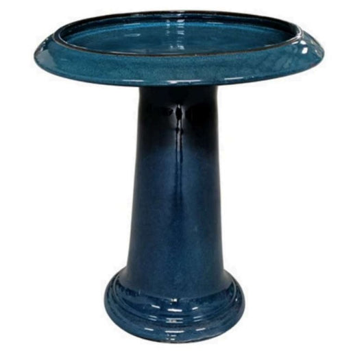 Southern Patio "Quay" Ceramic Bird Bath with Locking Top, Sariah Blue