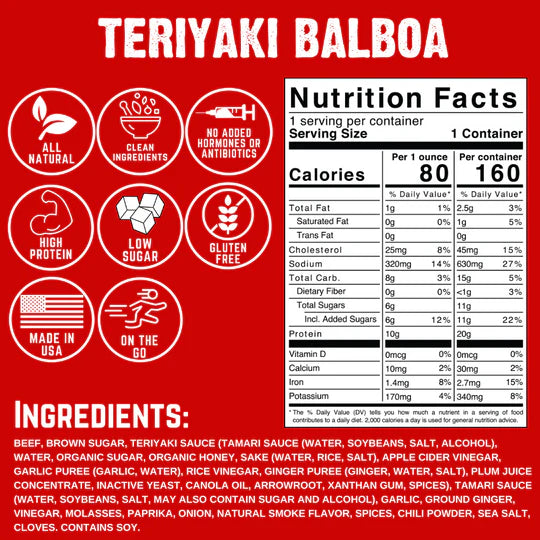 Teriyaki Balboa Beef Jerky 2-oz.