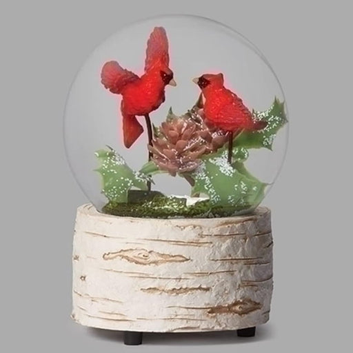 Two Cardinals on Branch Musical Snow Globe 136785