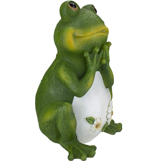 Frog with Daisies Garden Statue