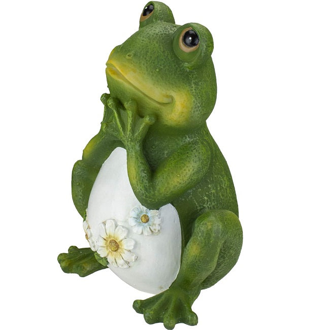 Frog with Daisies Garden Statue