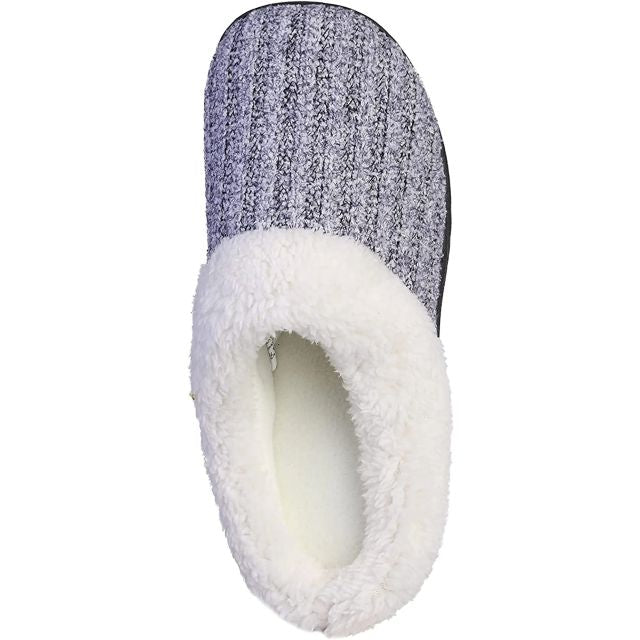 Roxoni Women's Knitted Fleece Lined Clog Slippers, Grey