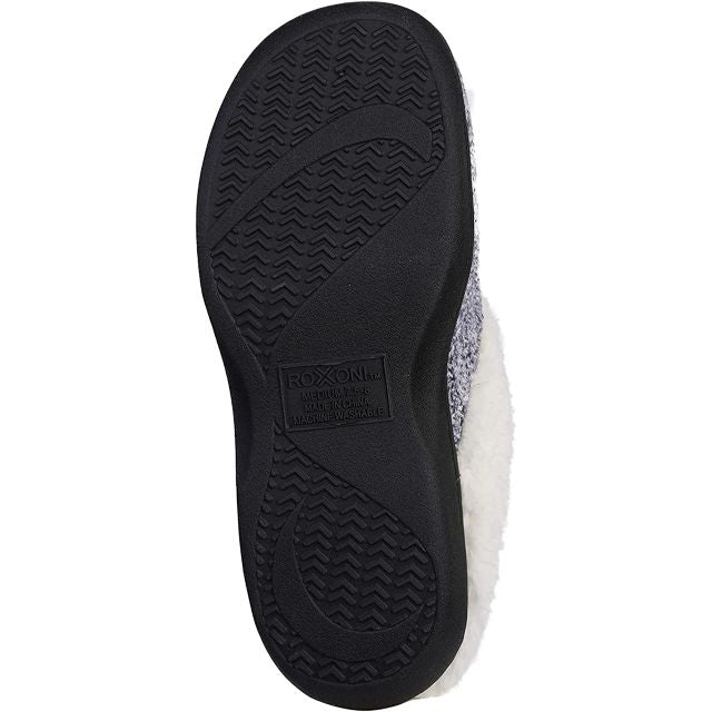 Roxoni Women's Knitted Fleece Lined Clog Slippers, Grey