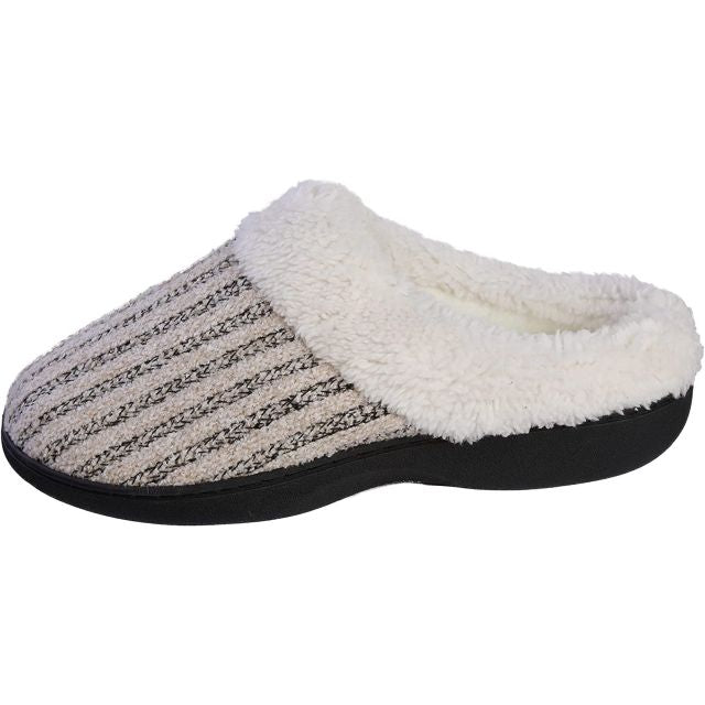 Roxoni Women's Knitted Fleece Lined Clog Slippers, Old Lace