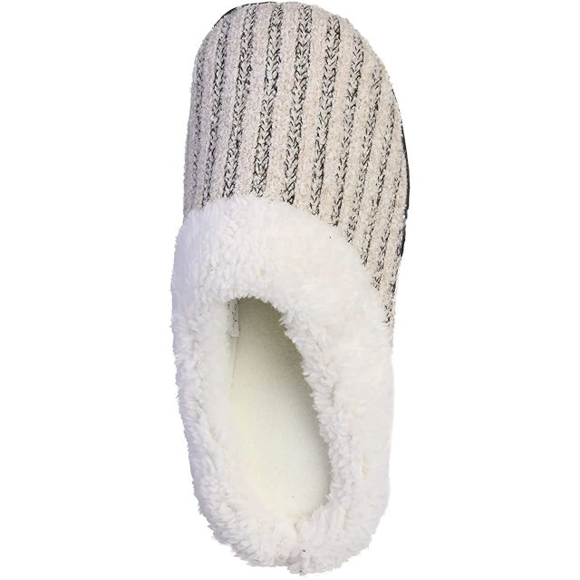 Roxoni Women's Knitted Fleece Lined Clog Slippers, Old Lace
