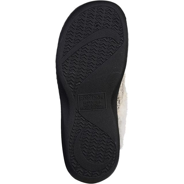 Roxoni Women's Knitted Fleece Lined Clog Slippers, Old Lace