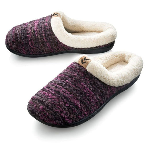 Roxoni Women's Knitted Fleece Lined Clog Slippers, Purple