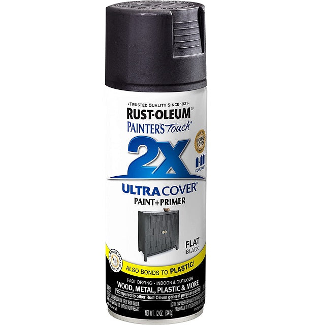 Rust-Oleum 331182 Painter's Touch 2X Ultra Cover Spray Paint, 12 oz, Ultra  Matte Black