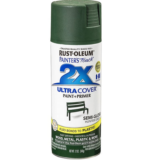 Rust-Oleum Painter's Touch 2X Ultra Cover Semi-Gloss Hunter Green Paint+Primer Spray Paint 12 oz