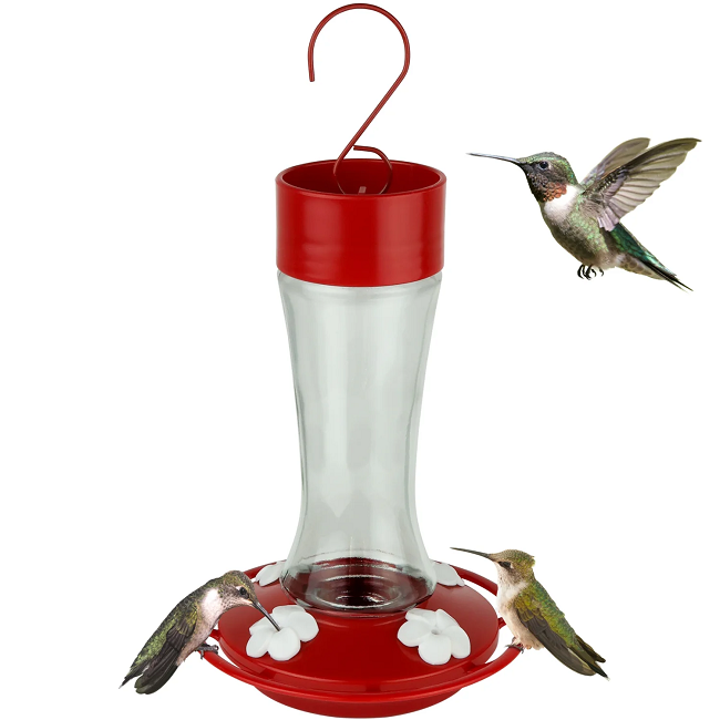 Nature's Way Scarlet Silhouette Glass Gravity Hummingbird Feeder