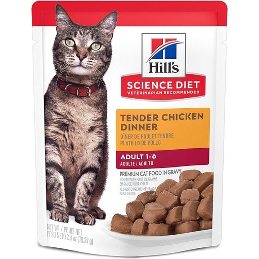 Science Diet Adult Tender Chicken Dinner Cat Food, Case of 24 x 2.8oz Pouches