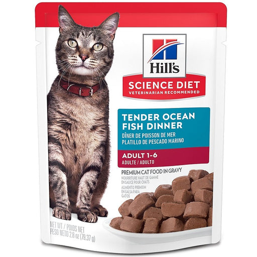Science Diet Adult Tender Ocean Fish Dinner Cat Food, Case of 24 x 2.8oz Pouches