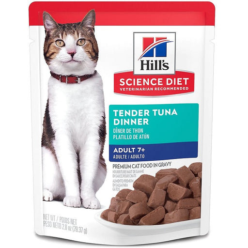 Science Diet Adult 7+ Tender Tuna Dinner Cat Food, Case of 24 x 2.8oz Pouches