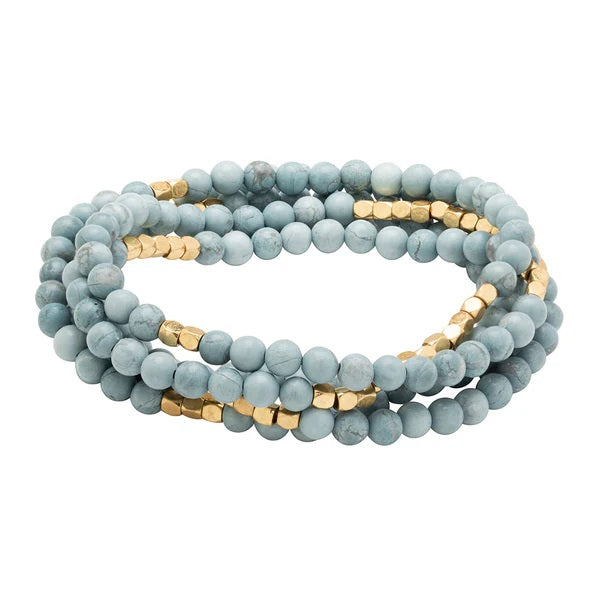 Stone Wrap Bracelet/Necklace - Blue Howlite